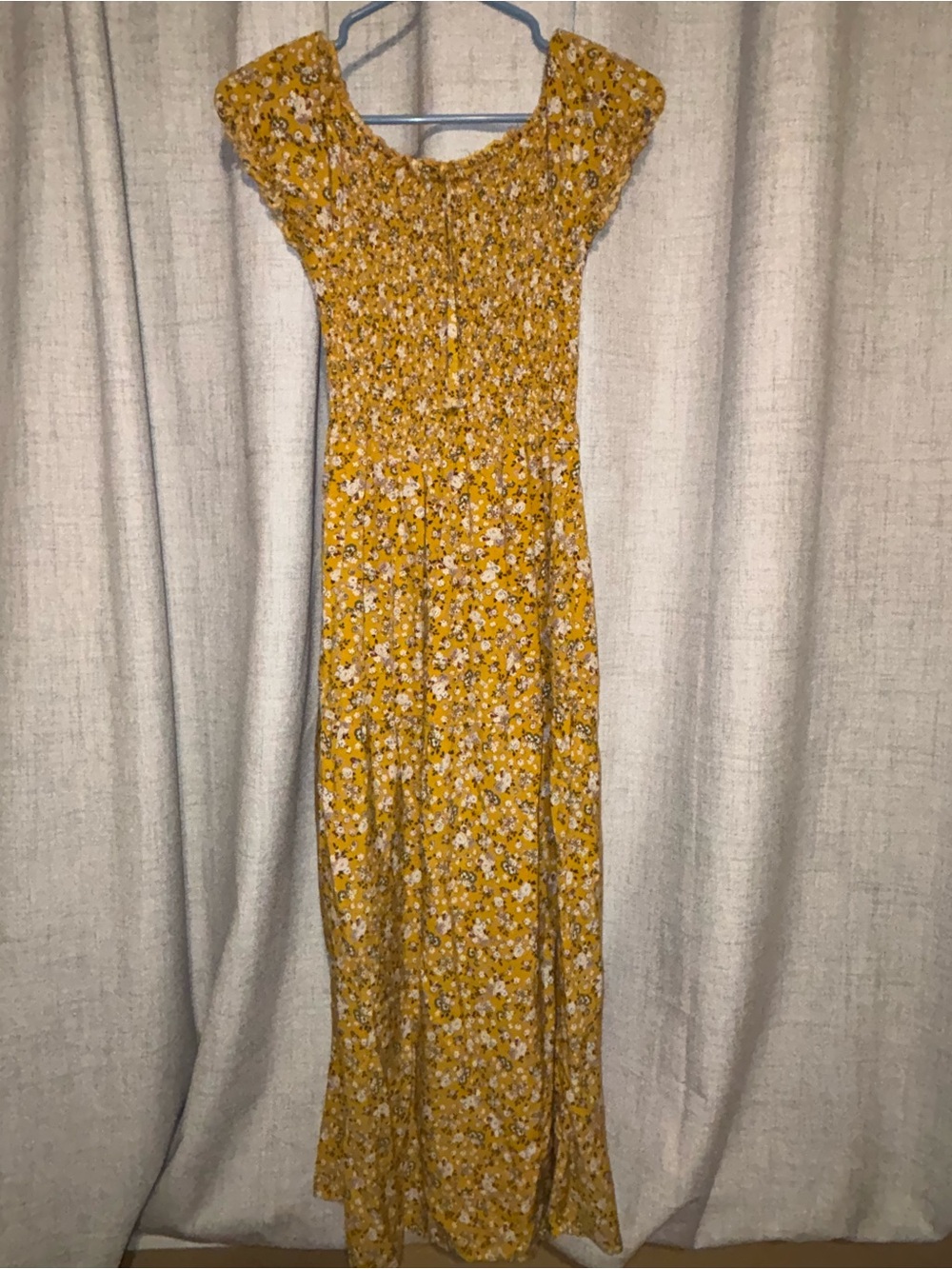 Yellow Floral Smocked Maxi Dress - Women